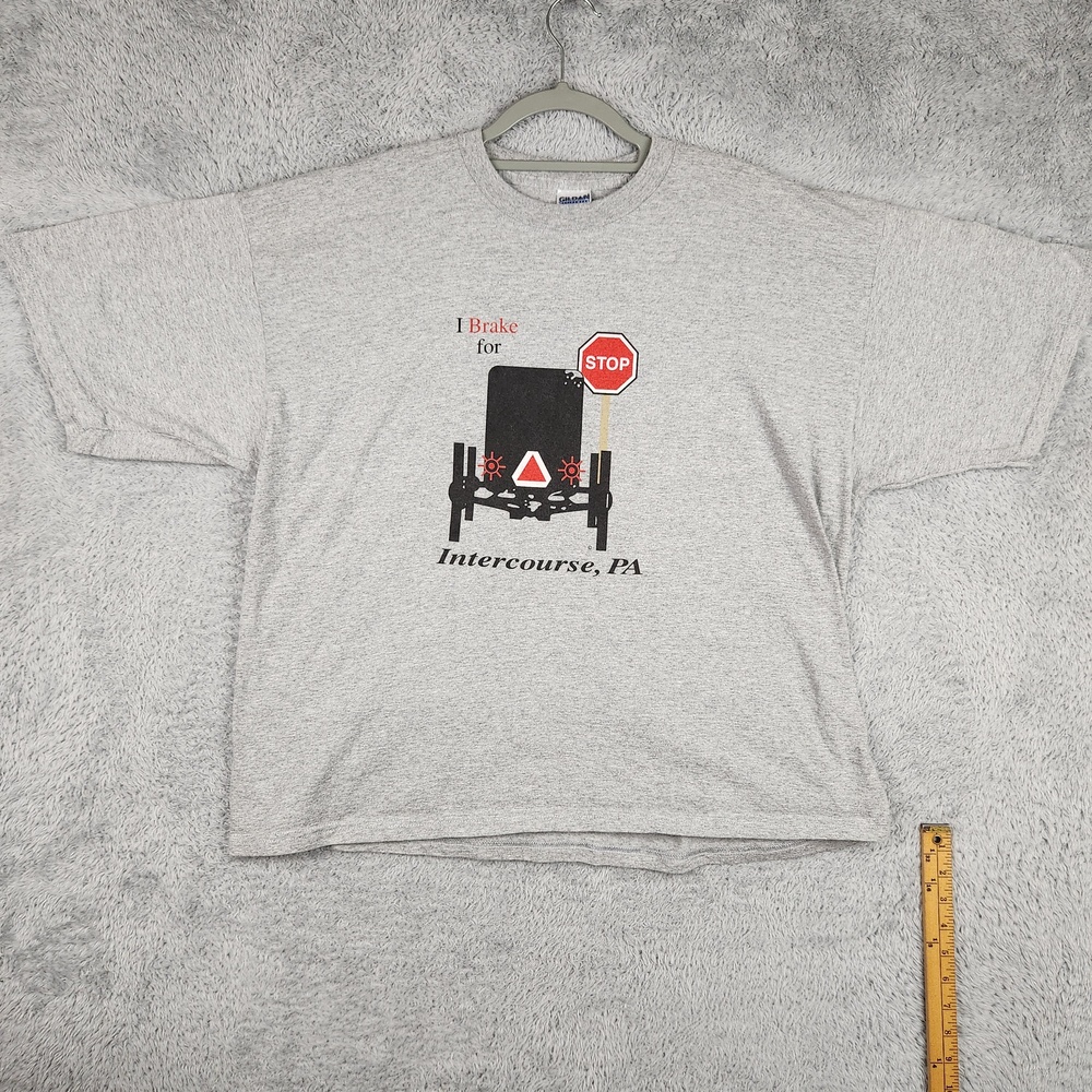 Intercourse PA Shirt Mens 2XL Gray I Brake For Amish Buggy Graphic Novelty Tee